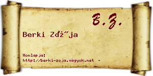 Berki Zója névjegykártya